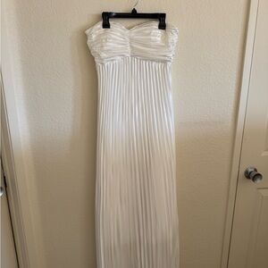 Fancy D Boutique Strapless Maxi Pleated Dress with Scarf